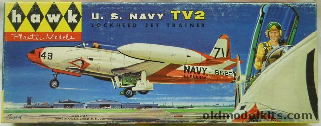 Hawk 1/48 US Navy TV-2 Lockheed Jet Trainer - (TV2 T33), 512-98 plastic model kit
